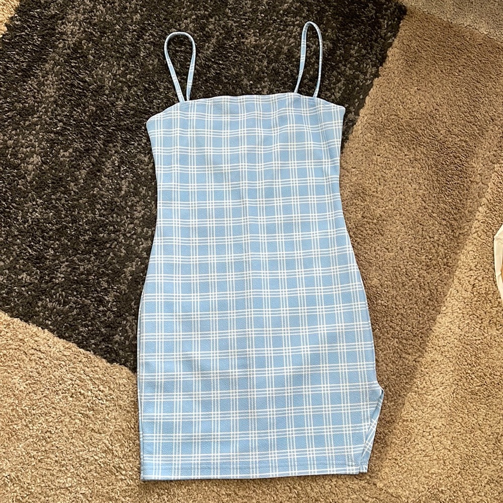 Blue Plaid Mini Dress